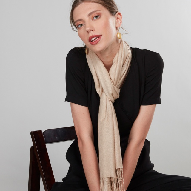 Max Fashion  Textured Scarf with Fringes