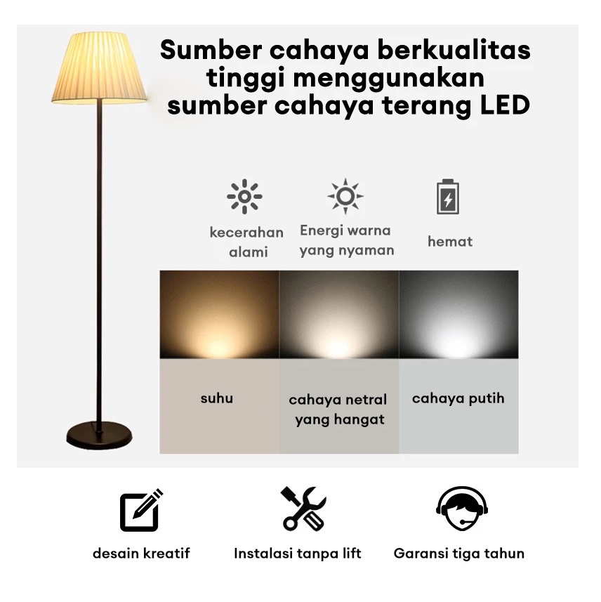  Lampu Lantai Gaya Nordik Pol 3 Warna