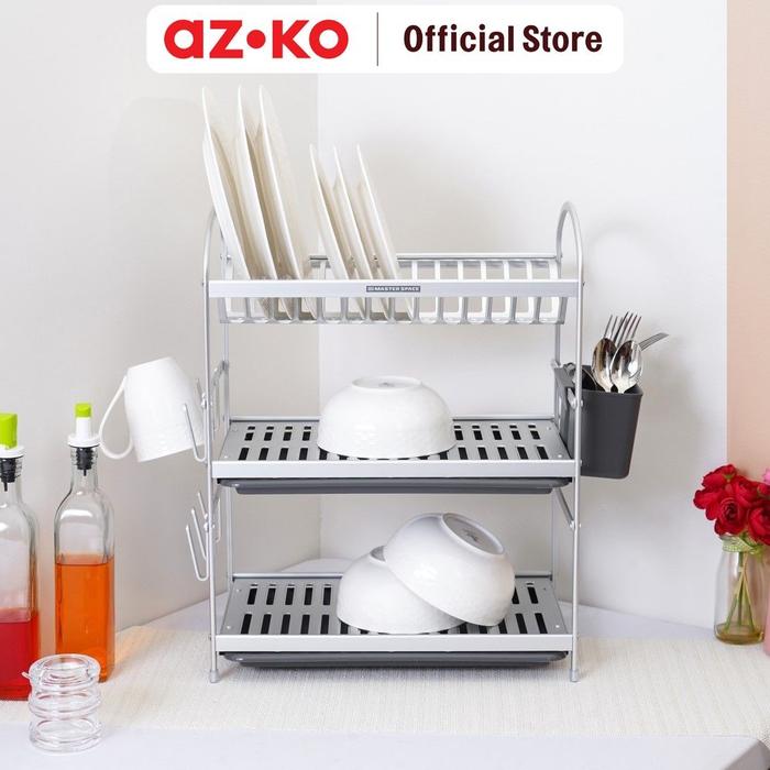 Azko Azko Stora Rak Piring Aluminium 3 Tingkat