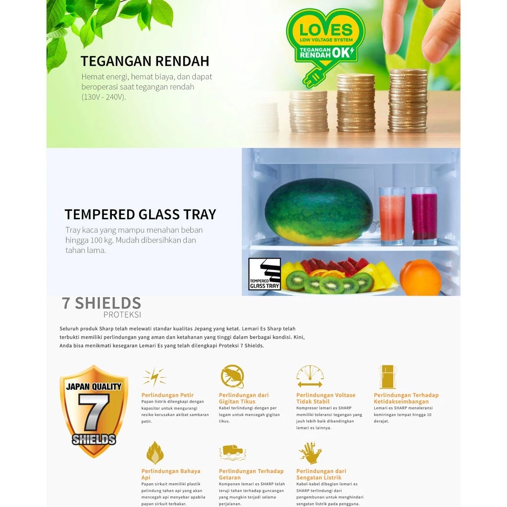 SHARP Electronics SHARP Kirei Series Kulkas 1 Pintu SJ-N192N-HS