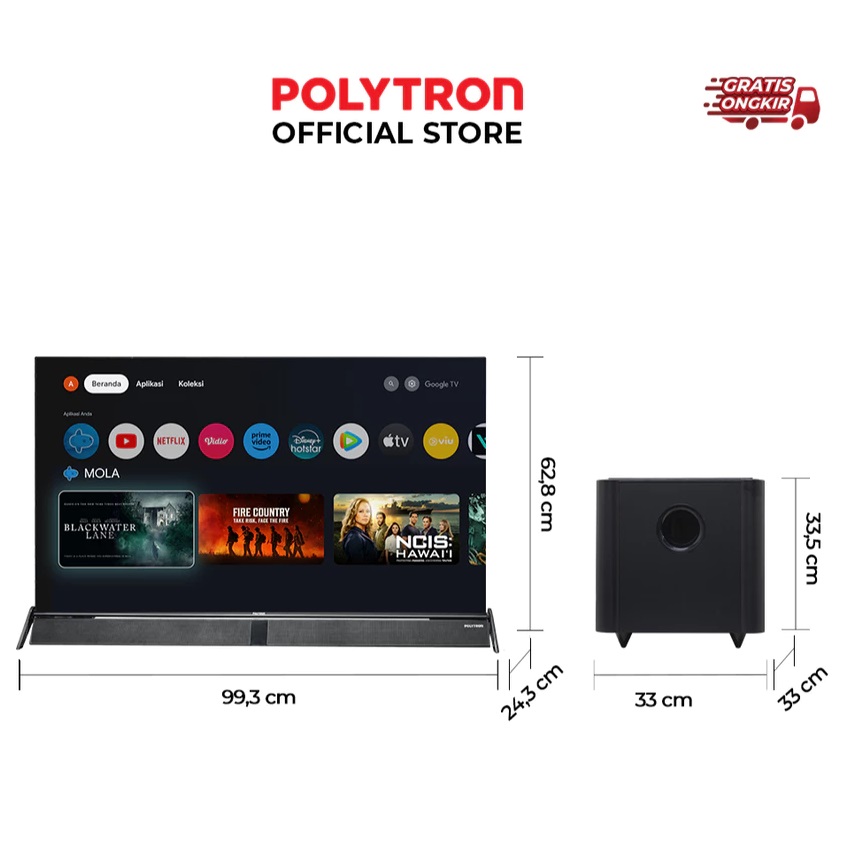 Hartono Istana Teknologi Polytron 43" Smart Google TV 4K UHD PLD 43BUG5058
