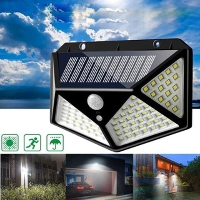  100 LED Lampu Dinding Outdoor Motion Detector Solar Cell
