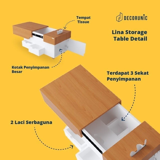  Decorunic Meja Tamu Laci Minimalis Coffee Table Modern