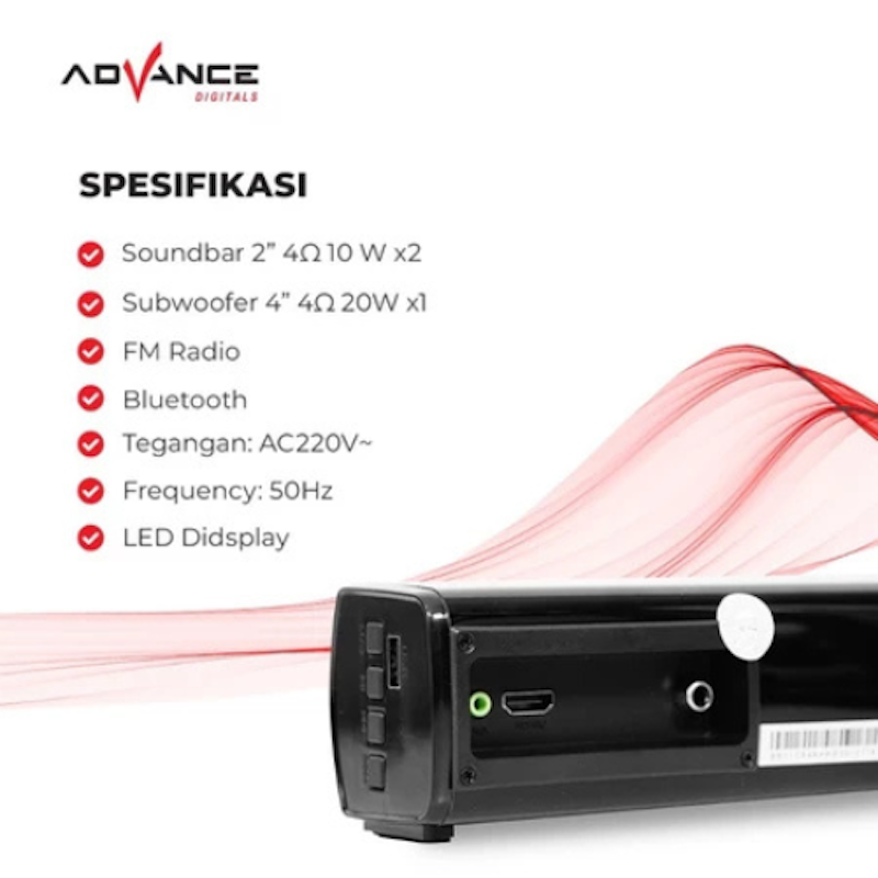 Advance Soundbar with Wired Subwoofer Speaker 4