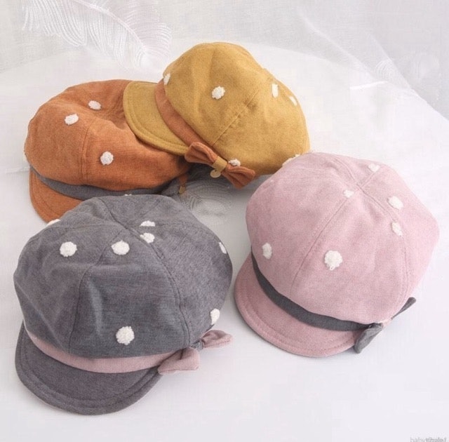  Topi Beret Motif Pita Polkadot Gaya Retro Klasik untuk Balita
