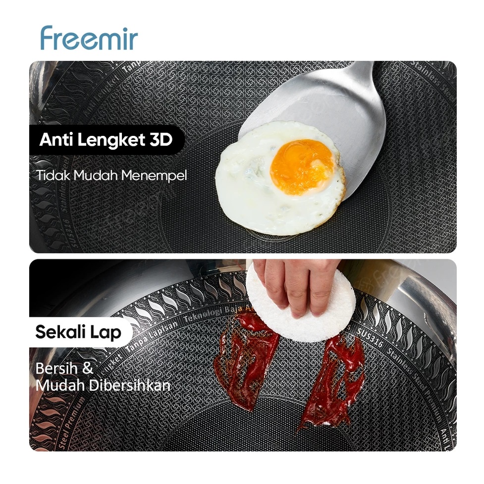 Special freemir Nusantara Series Wajan Stainless Steel 316 Honeycomb 30 cm 5