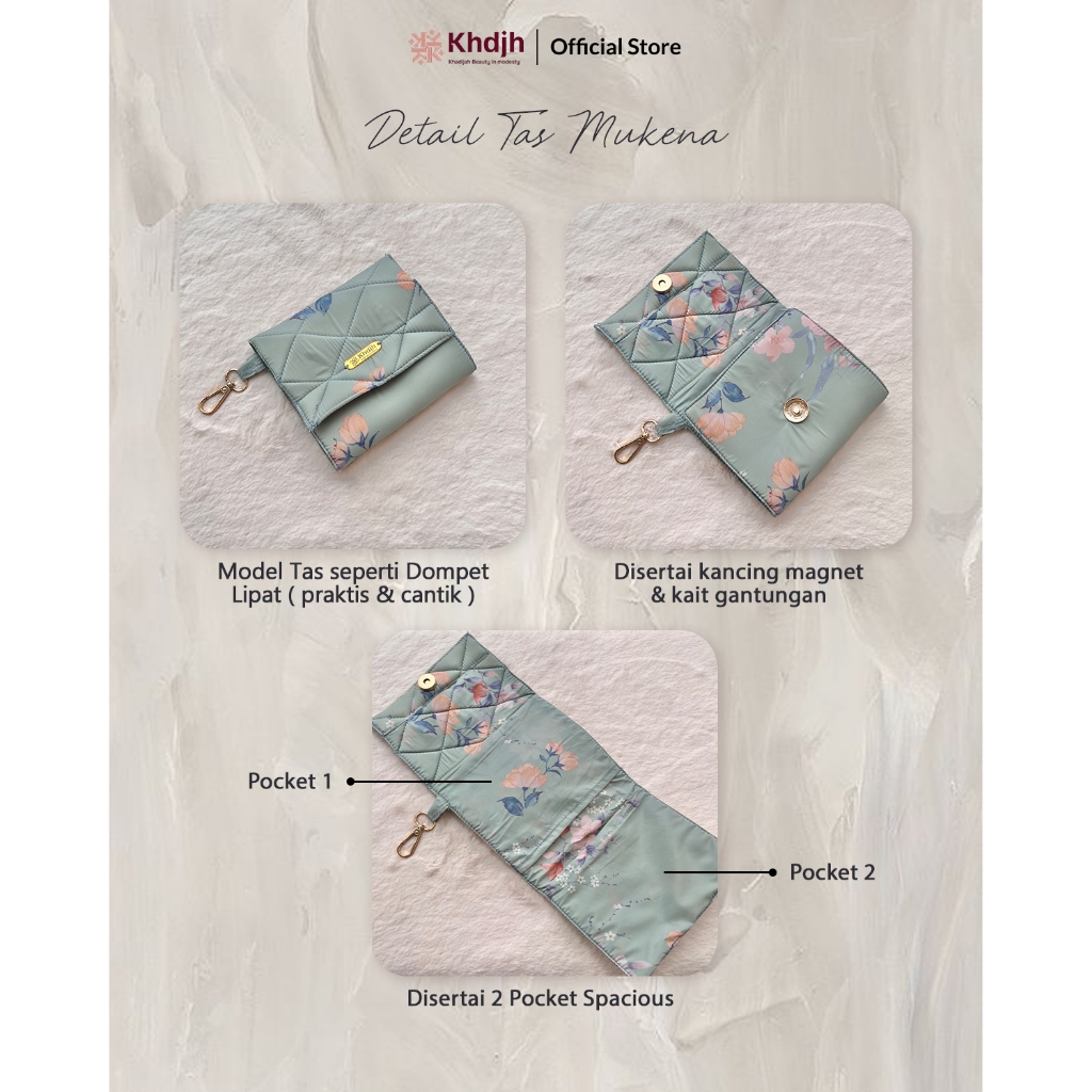  Khadijah Label Mukena Traveling Premium Jumbo Motif 2 in 1 Selena