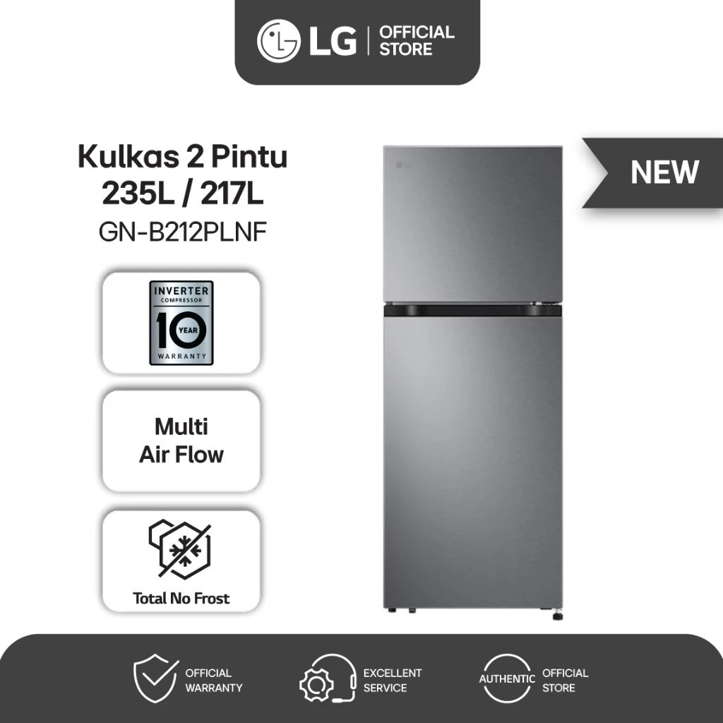 LG Kulkas 2 Pintu Inverter Compressor 235L / 217L GN-B212PLNF