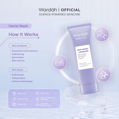 Paragon Technology and Innovation Wardah Renew You NMF Amino + Ceramide Rejuvenating Gel to Foam Cleanser