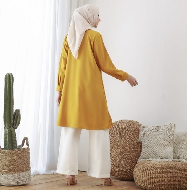 Atasan Kemeja Tunik Essential Mustard 2