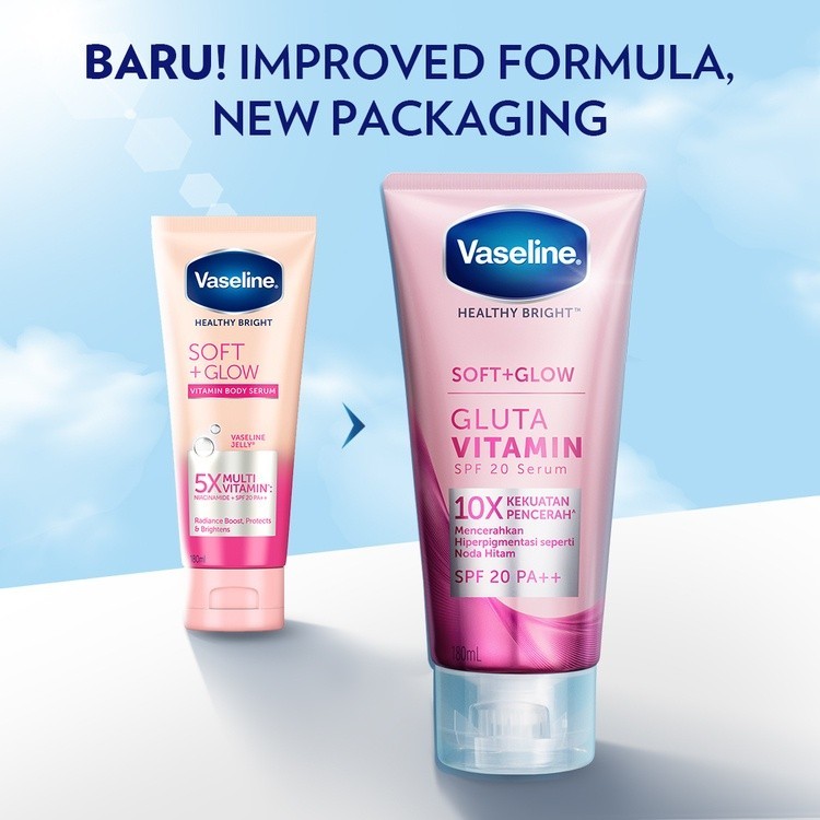 Unilever Indonesia Vaseline® Healthy Bright Soft+Glow Gluta Vitamin SPF 20 Body Serum
