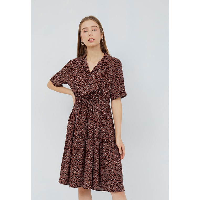 Delamibrands The Executive Printed Midi Dress with Tied Belt
