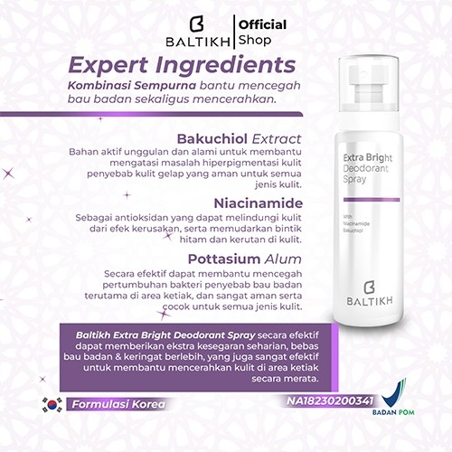 Ayu Naturally Cemerlang BALTIKH Extra Bright Deodorant Spray