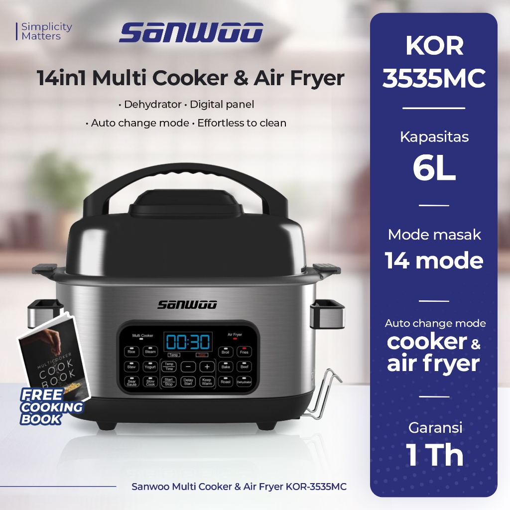 Sanwoo Electronics Sanwoo 14-in-1 Multicooker & Air Fryer KOR-3535MC