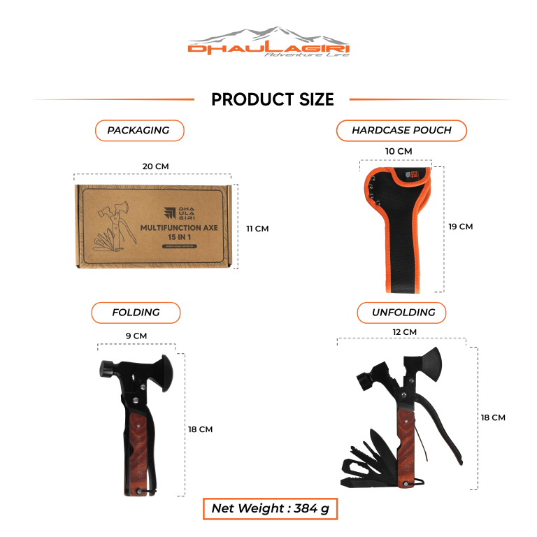 Dhaulagiri Indo Raya Dhaulagiri Multifunction Axe 15 in 1 