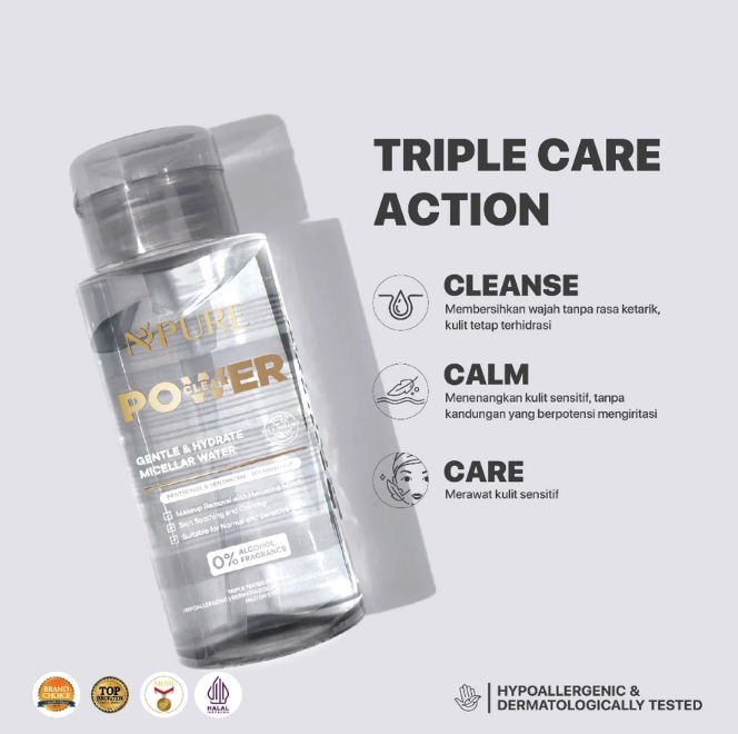 Penta Natural Kosmetindo N'PURE Power Clear Gentle & Hydrate Micellar Water 