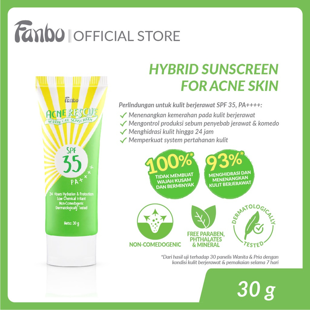 Fabindo Sejahtera Fanbo Acne Rescue Water Gel Sunscreen SPF 35 PA++++
