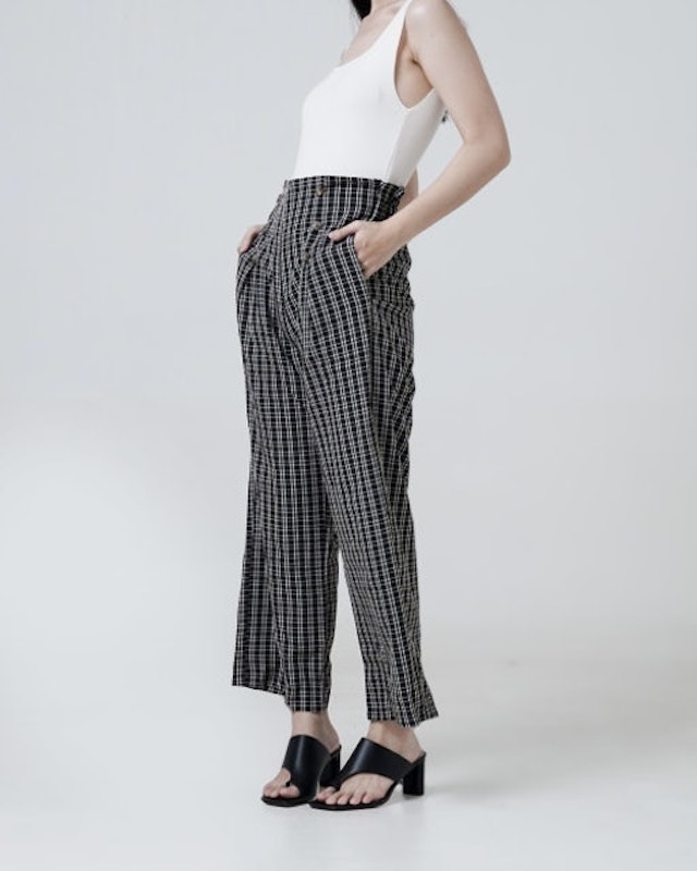 Francis Plaid Straight Leg Pants - Black 2