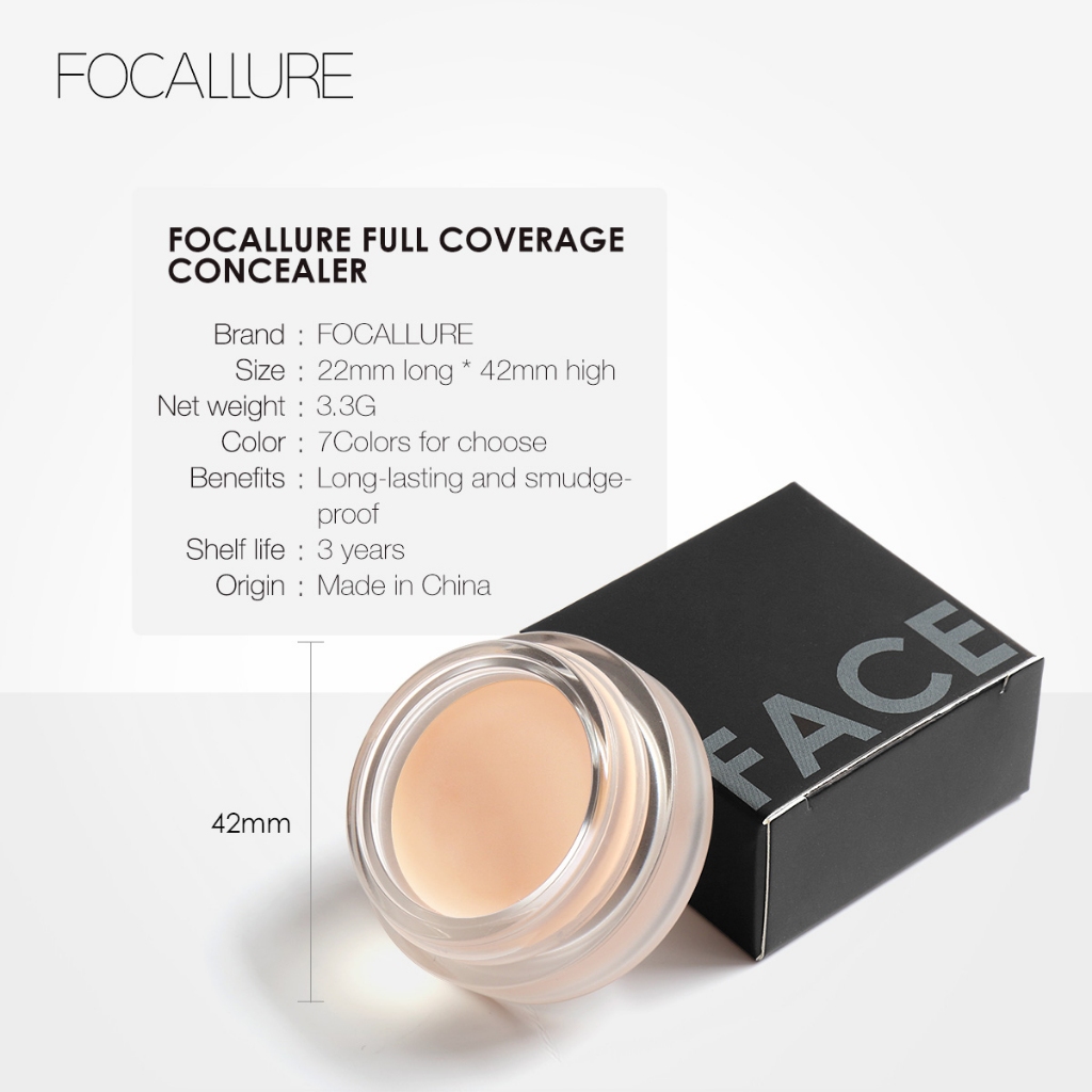 FCL Internasional Indonesia FOCALLURE Full Coverage Concealer #02 Light Cream