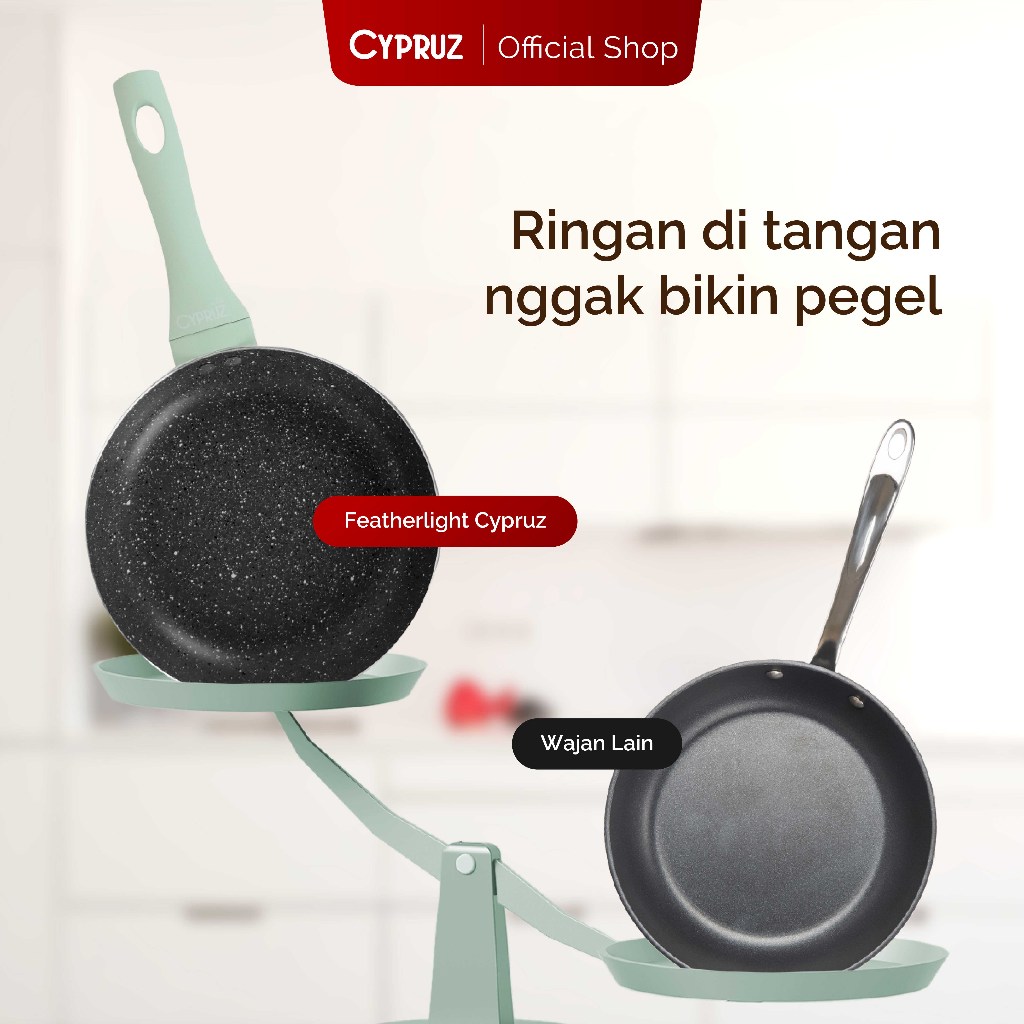 Biyan Internasional Bahagia Cypruz Wajan Penggorengan Anti Lengket Featherlight Series 20 cm Green
