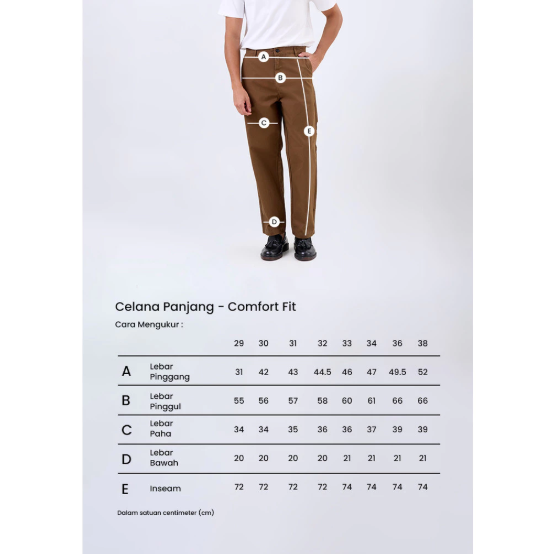  Manzone Chinos Pria Barvol 09 Comfort Fit Dark Brown
