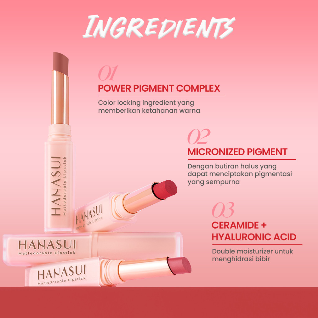 Eka Jaya Internasional Hanasui Mattedorable Lipstick 101 Superstar 