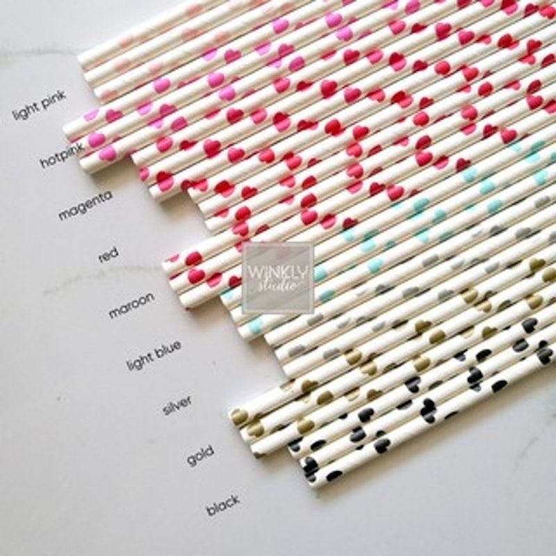 Sedotan Kertas Motif Hati 3