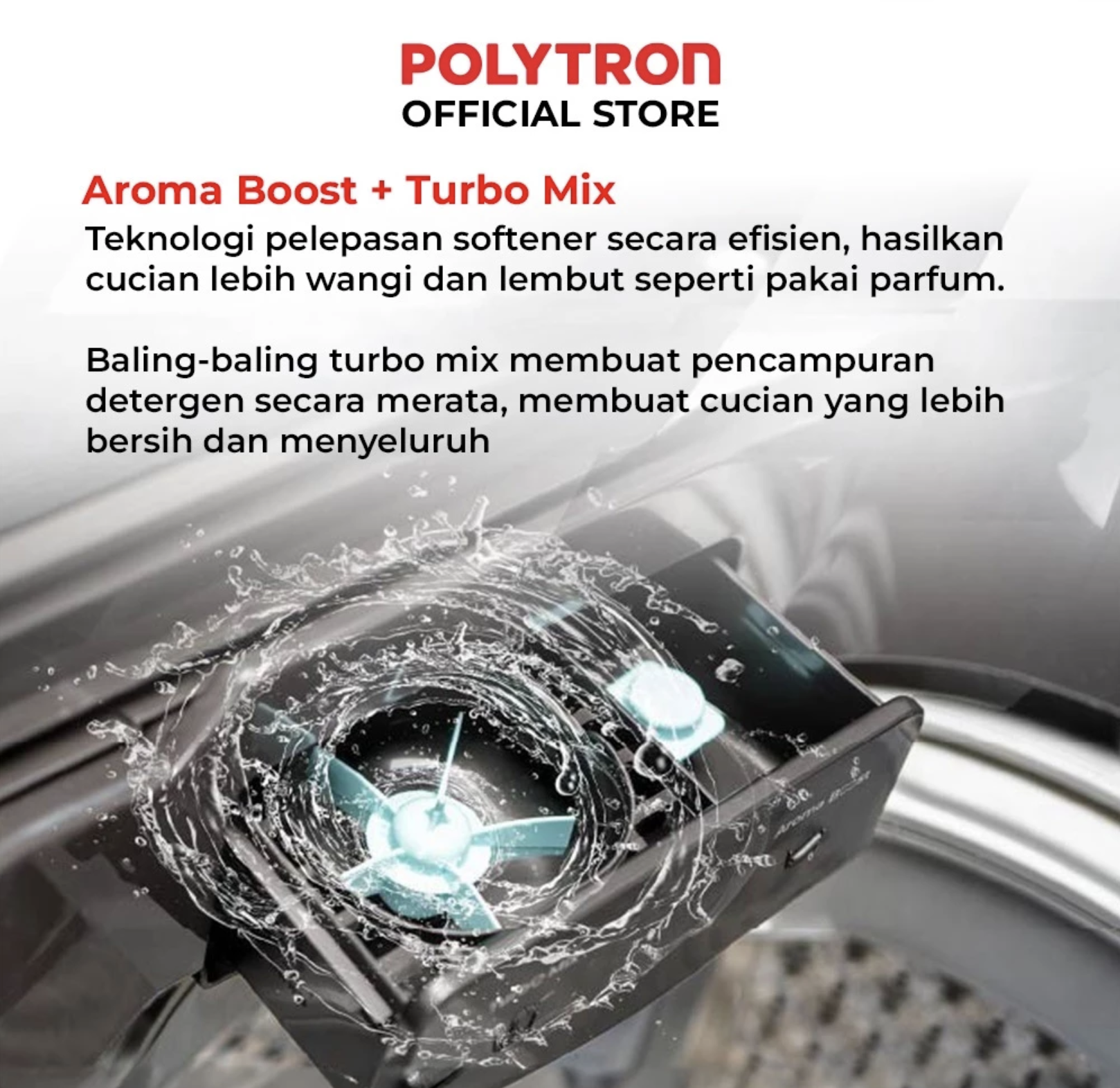 Hartono Istana Teknologi Polytron Mesin Cuci 1 Tabung Zeromatic Laguna Series Hijab 8 kg PAW 8028Y