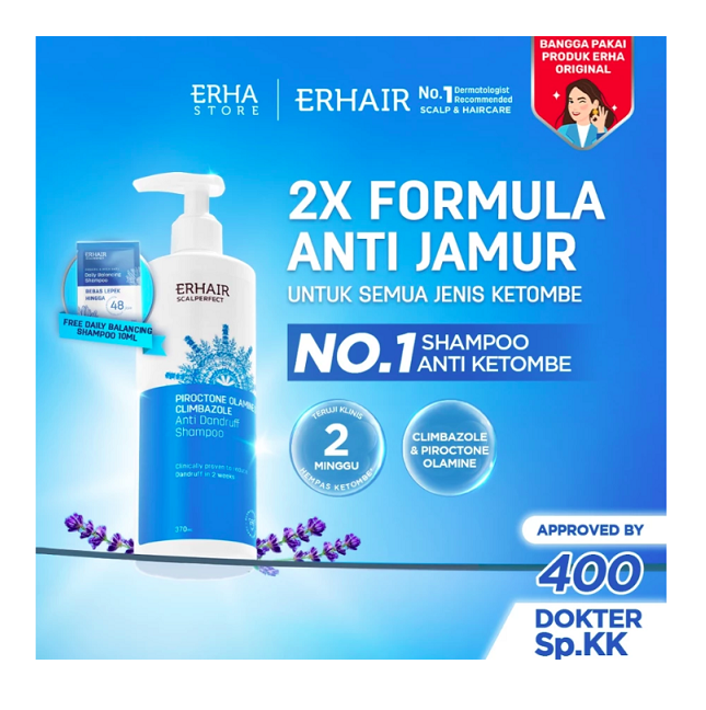 ERHA Clinic Indonesia Erhair Scalperfect Piroctone Olamine & Climbazole Anti Dandruff Shampoo