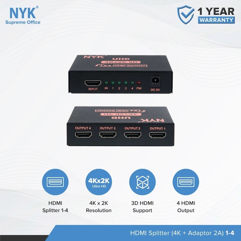 NYK HDMI Splitter 4 Port 2