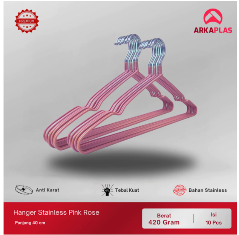 ARKAPLAS Hanger Stainless Steel Isi 10 Pcs 5