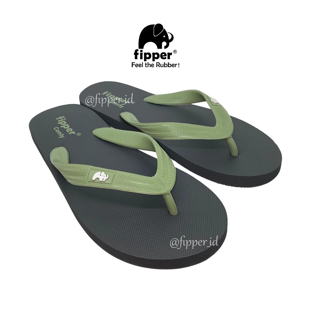 Fipper Slipper Indonesia Fipper Comfy Black/Green Army