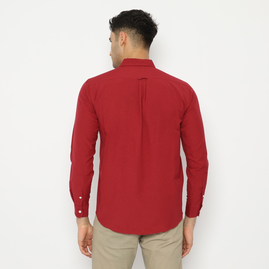Kemeja Lengan Panjang True Basic Pocket Maroon
