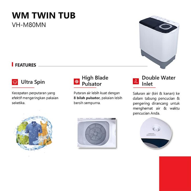 Toshiba Mesin Cuci Twin Tube E06 Series 3