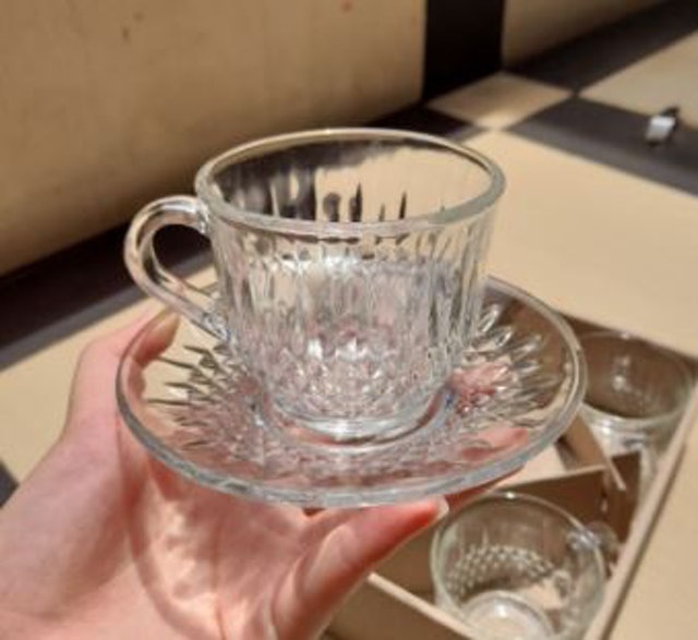 KIM Glass 8 Pieces Tea Cup & Saucer