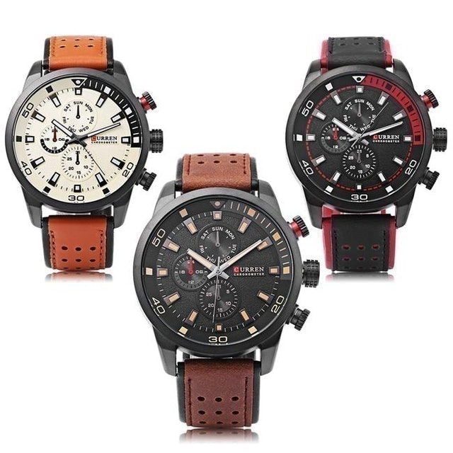 Curren Men's Sports Military Geniune Leather 8250