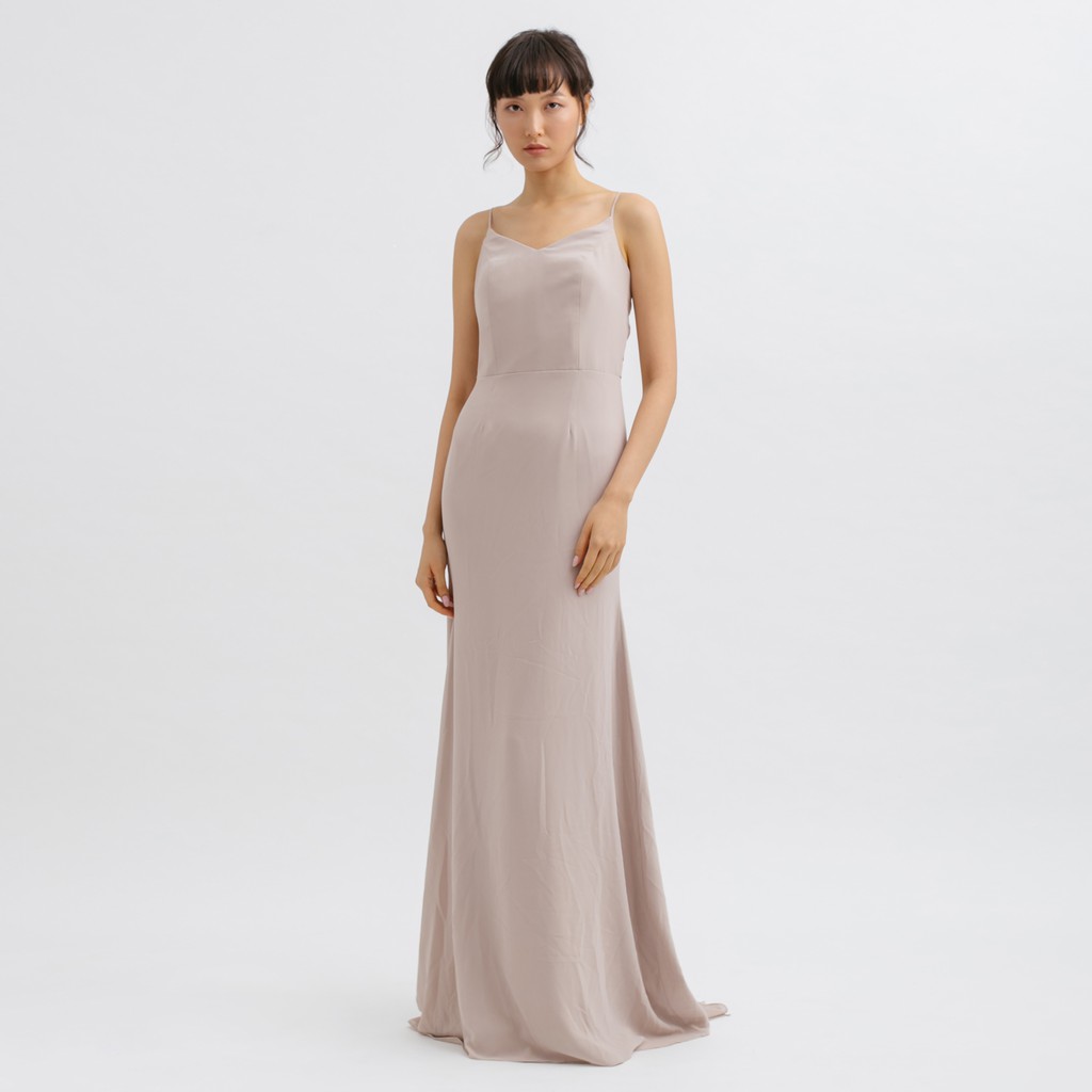 V Neck Backless Tied Maxi Dress