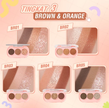 FCL Internasional Indonesia  PINKFLASH 3 Shades Eyeshadow Palette BR05