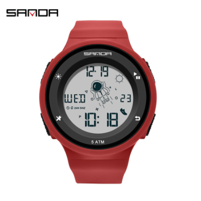 Sanda  Jam Tangan Wanita Pria Digital Tali Rubber Shockproof Antiair 2121