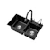 null Lenodi Set Wastafel Stainless Steel Two Slots Black 1