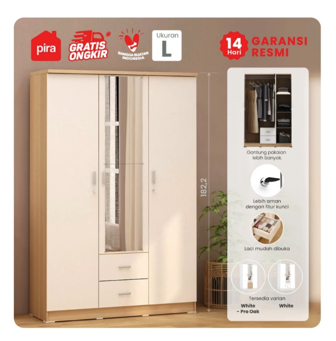 Pira Home Pira ASTA 3PL Lemari Pakaian 3 Pintu