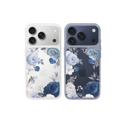 Global Gelora Inovatif Cassion Blue Flowers Hybrid Crystal Case iPhone 17 SSRB-SMALL