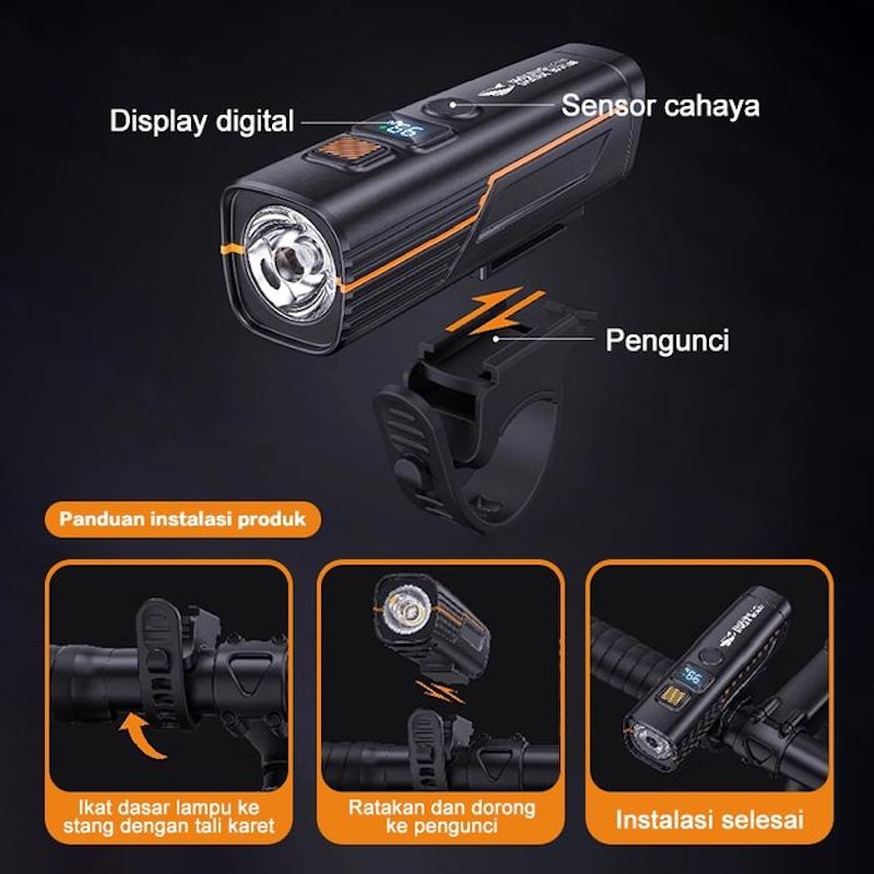 FLAGO Lampu Sepeda Depan 3