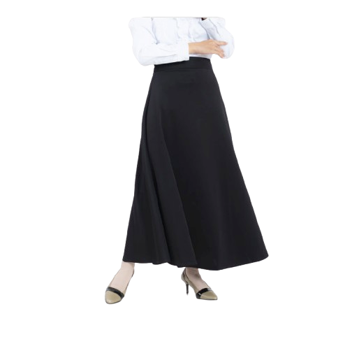 Haymee Rok Kerja Scuba Hitam A Line