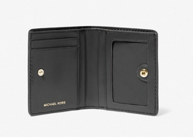 Izzy Small Logo Embellished Pebbled Leather Billfold Wallet 2