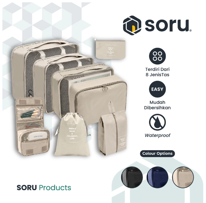 SORU Indonesia Soru Tas Travel Organizer Set 8 in 1