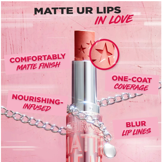 HEBE Beauty Style DAZZLE ME Color Chrome Lip Matte Lipstick 03 Classy Red