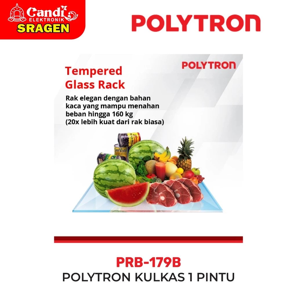 Hartono Istana Teknologi Polytron Kulkas 1 Pintu Metallic Series 170 Liter PRB 179B