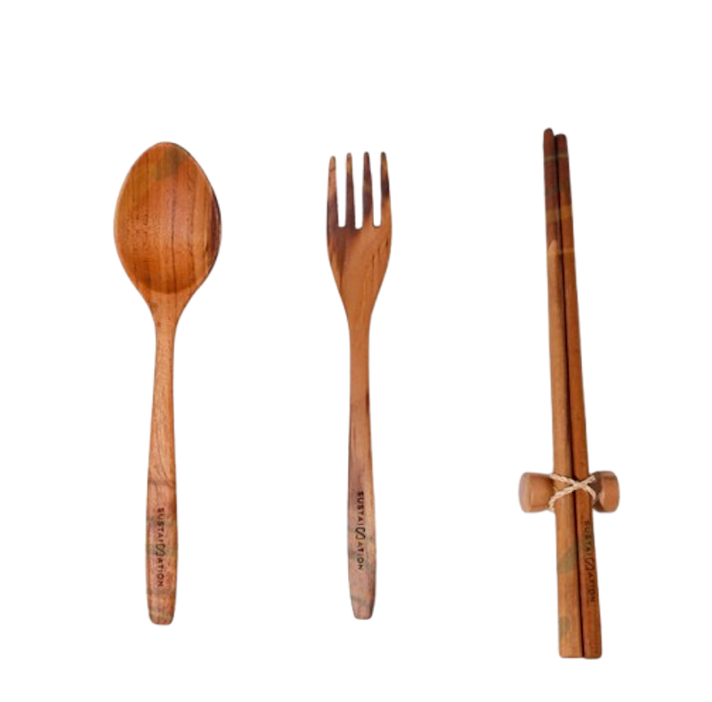 Sustaination Alat Makan Upcycle Kayu Jati Set 1