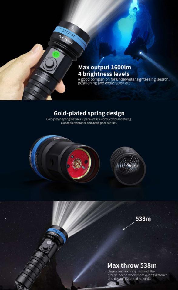 Shenzhen XTAR Electronics XTAR Scuba Diving Torch D26-1600